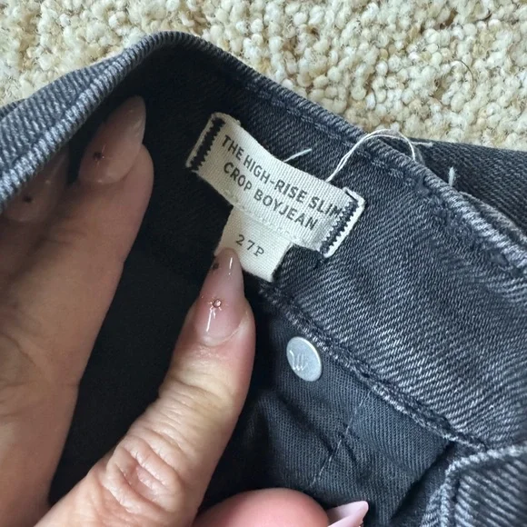 Madewell High-Rise slim crop Black boyjean Frayed jeans - Picture 6 of 8